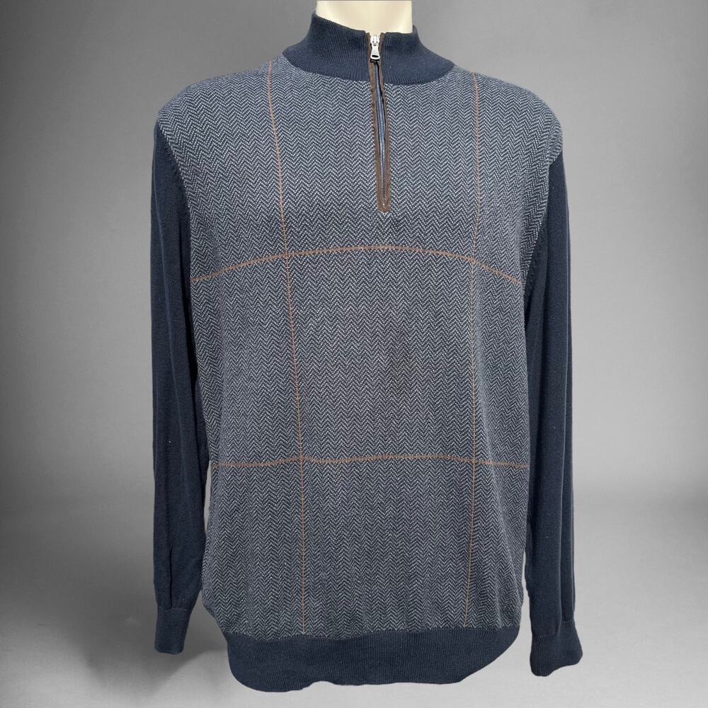 Vintage Allen Flusser Sweater XL Quarter Zip Grandpacore Cardigan Mock Neck Prep
